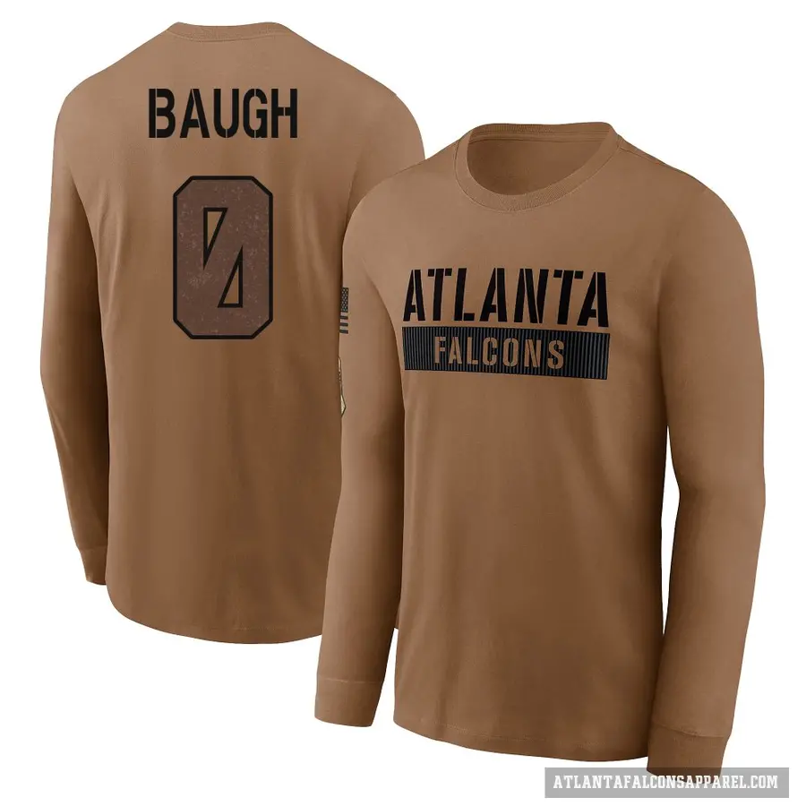 Men's ＃0 Kyler Baugh Atlanta Falcons Brown 2023 Salute To Service Long Sleeve T-Shirt