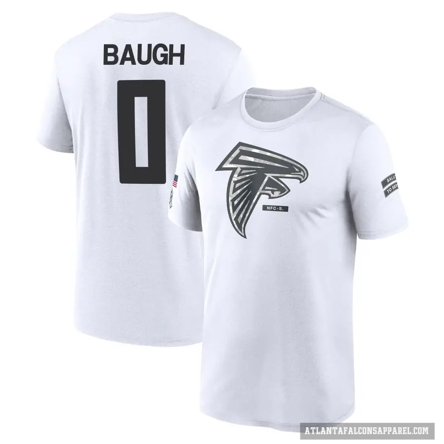 Men's ＃0 Kyler Baugh Atlanta Falcons White 2024 Salute to Service Performance T-Shirt