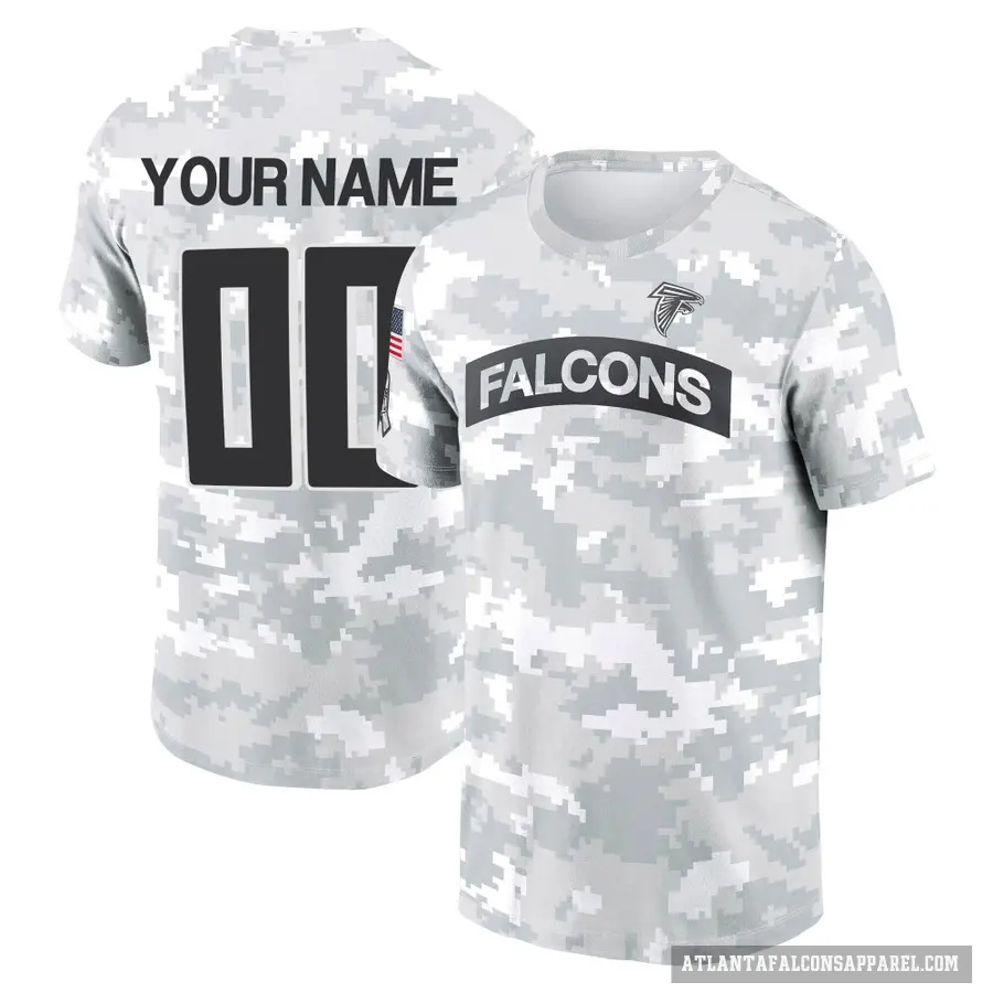 Men's ＃00 Custom Atlanta Falcons Camo Arctic 2024 Salute to Service Performance T-Shirt