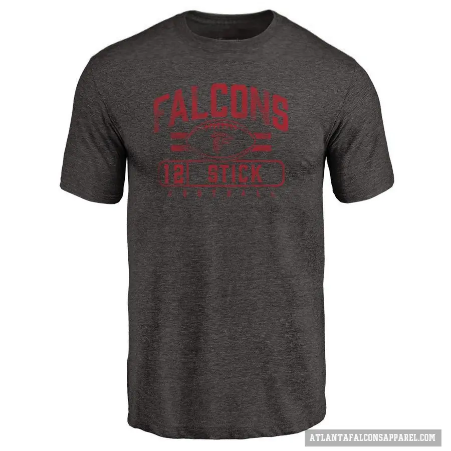 Men's ＃12 Easton Stick Atlanta Falcons Black Flanker T-Shirt