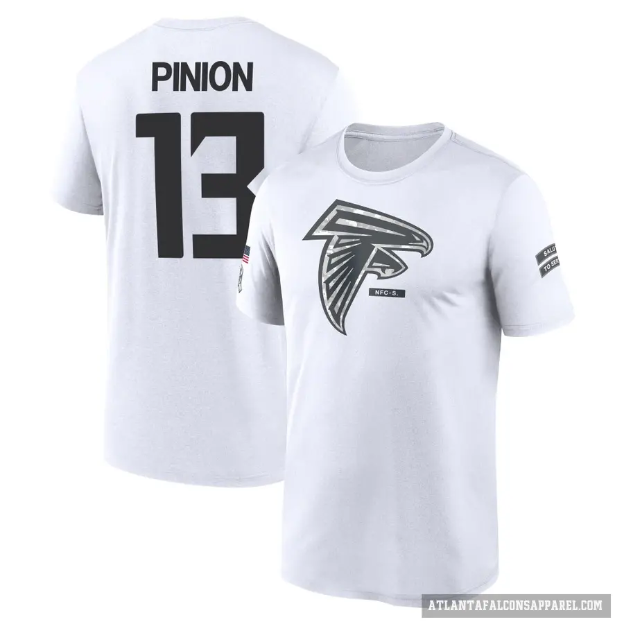 Men's ＃13 Bradley Pinion Atlanta Falcons White 2024 Salute to Service Performance T-Shirt