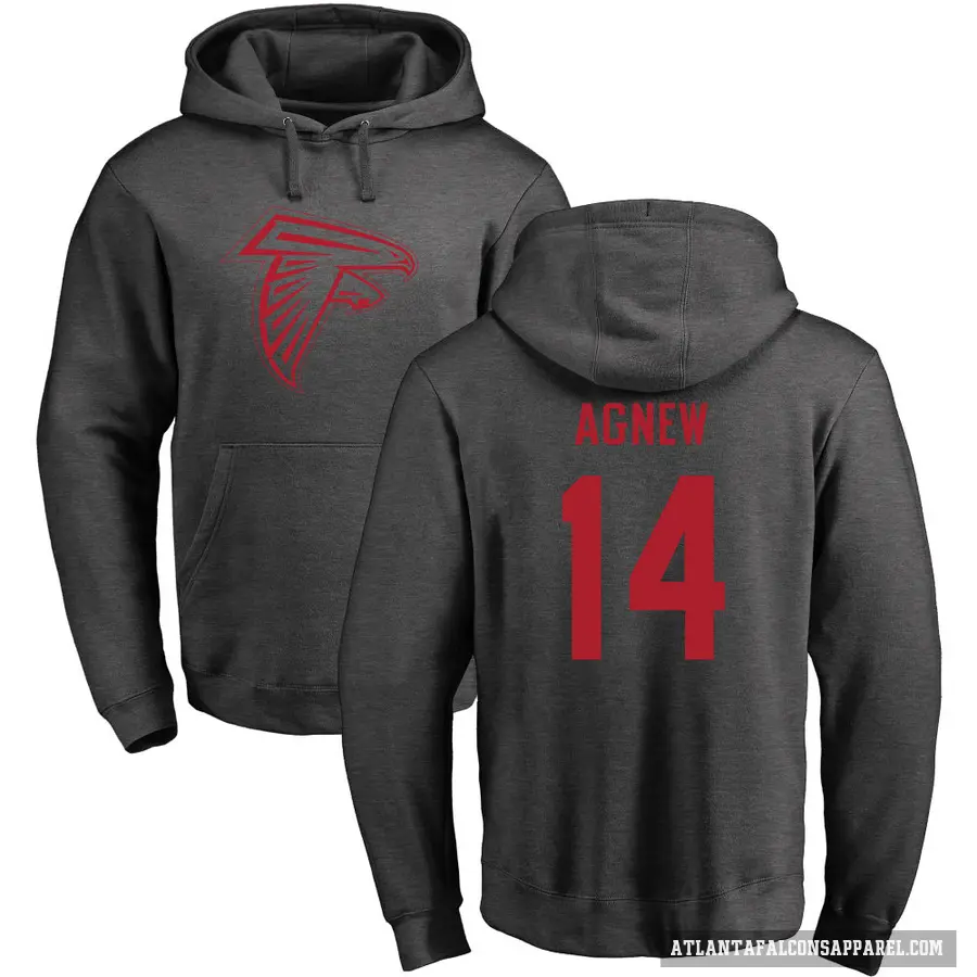 Men's ＃14 Jamal Agnew Atlanta Falcons Pro Line by Branded Ash One Color Pullover Hoodie