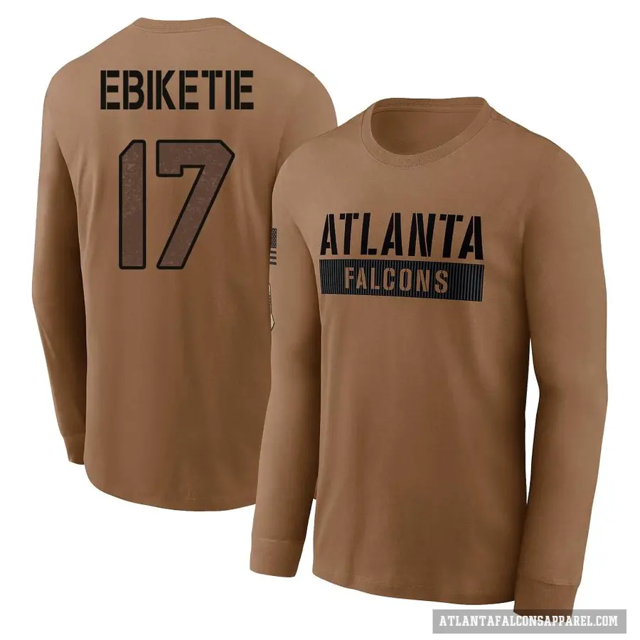 Men's ＃17 Arnold Ebiketie Atlanta Falcons Brown 2023 Salute To Service Long Sleeve T-Shirt