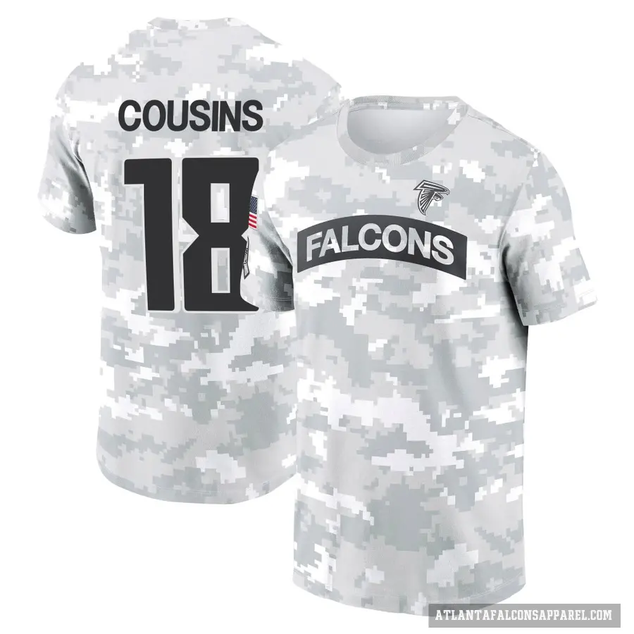 Men's ＃18 Kirk Cousins Atlanta Falcons Camo Arctic 2024 Salute to Service Performance T-Shirt
