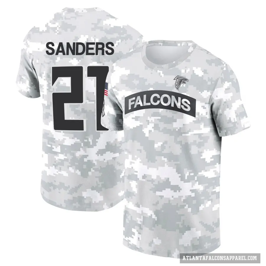 Men's ＃21 Deion Sanders Atlanta Falcons Camo Arctic 2024 Salute to Service Performance T-Shirt