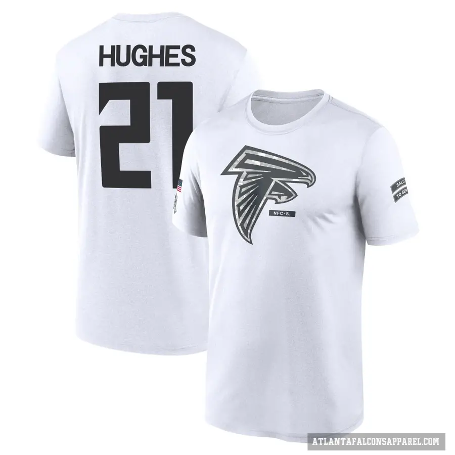 Men's ＃21 Mike Hughes Atlanta Falcons White 2024 Salute to Service Performance T-Shirt