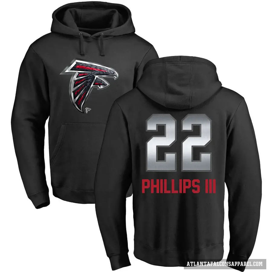 Men's ＃22 Clark Phillips III Atlanta Falcons Black Midnight Mascot Pullover Hoodie