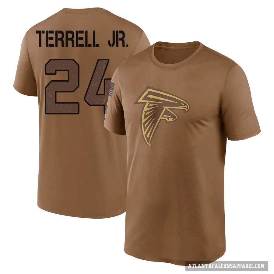 Men's ＃24 A.J. Terrell Atlanta Falcons Brown 2023 Salute To Service Performance T-Shirt