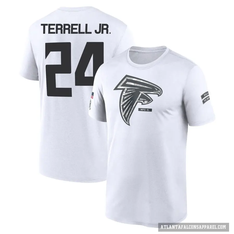 Men's ＃24 A.J. Terrell Atlanta Falcons White 2024 Salute to Service Performance T-Shirt