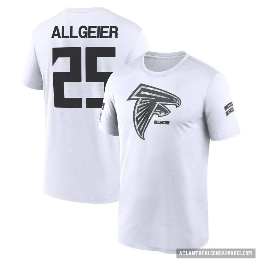 Men's ＃25 Tyler Allgeier Atlanta Falcons White 2024 Salute to Service Performance T-Shirt