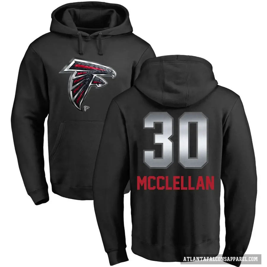 Men's ＃30 Jase McClellan Atlanta Falcons Black Midnight Mascot Pullover Hoodie