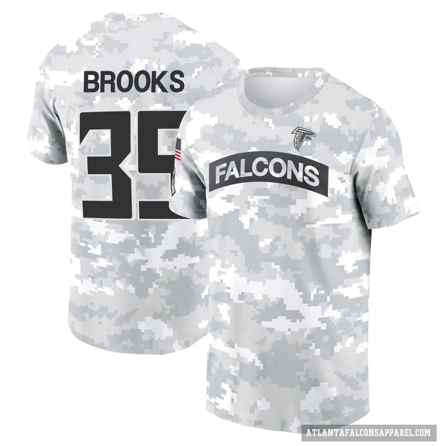 Men's ＃35 Natrone Brooks Atlanta Falcons Camo Arctic 2024 Salute to Service Performance T-Shirt