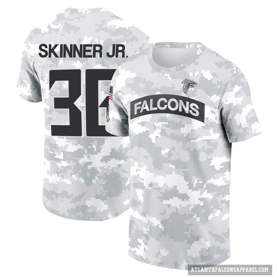 Men's ＃36 Quincy Skinner Jr. Atlanta Falcons Camo Arctic 2024 Salute to Service Performance T-Shirt