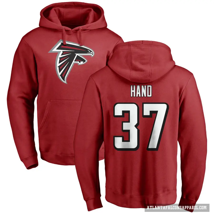 Men's ＃37 Harrison Hand Atlanta Falcons Red Pro Line Name & Number Logo Pullover Hoodie