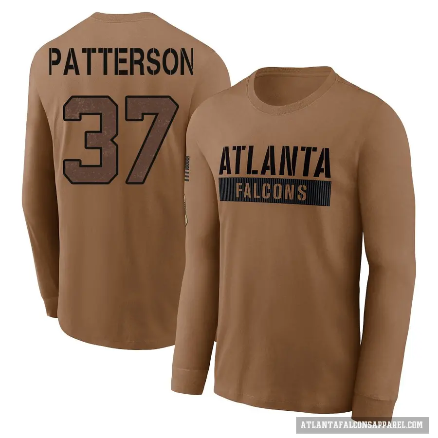 Men's ＃37 Riley Patterson Atlanta Falcons Brown 2023 Salute To Service Long Sleeve T-Shirt
