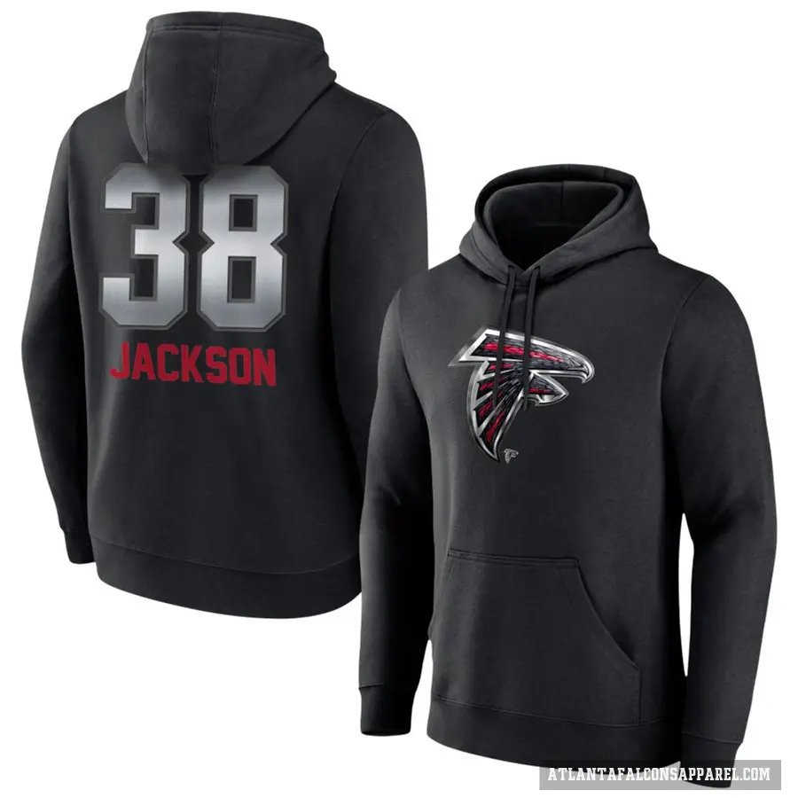 Men's ＃38 Lamar Jackson Atlanta Falcons Black Midnight Mascot Pullover Hoodie
