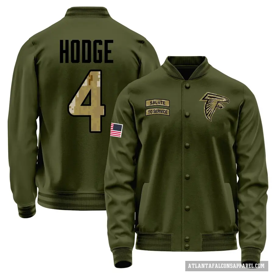 Men's ＃4 KhaDarel Hodge Atlanta Falcons Olive Salute to Service Sideline Performance Jacket