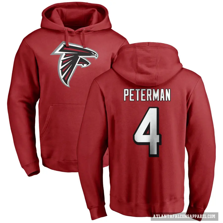 Men's ＃4 Nathan Peterman Atlanta Falcons Red Pro Line Name & Number Logo Pullover Hoodie