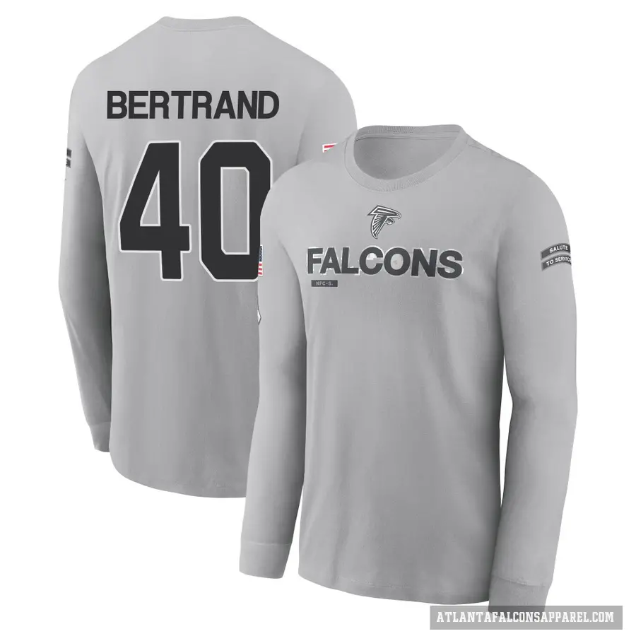 Men's ＃40 JD Bertrand Atlanta Falcons Gray 2024 Salute to Service Long Sleeve T-Shirt