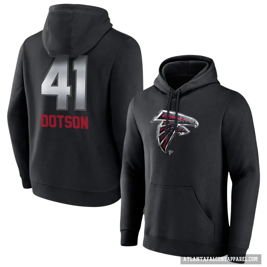 Men's ＃41 Elijah Dotson Atlanta Falcons Black Midnight Mascot Pullover Hoodie