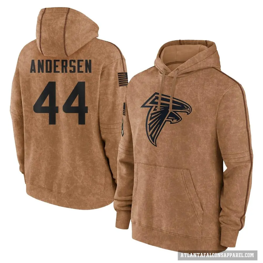 Men's ＃44 Troy Andersen Atlanta Falcons Brown 2023 Salute To Service Club Pullover Hoodie