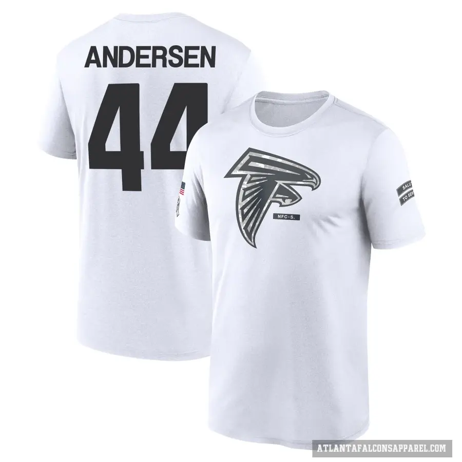 Men's ＃44 Troy Andersen Atlanta Falcons White 2024 Salute to Service Performance T-Shirt