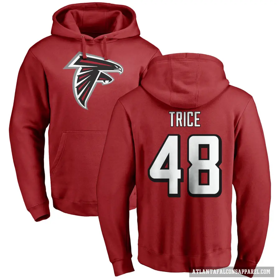 Men's ＃48 Bralen Trice Atlanta Falcons Red Pro Line Name & Number Logo Pullover Hoodie