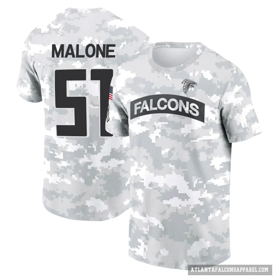 Men's ＃51 DeAngelo Malone Atlanta Falcons Camo Arctic 2024 Salute to Service Performance T-Shirt