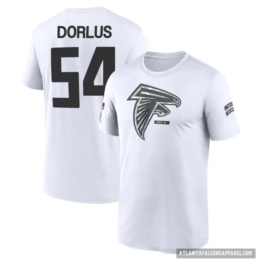 Men's ＃54 Brandon Dorlus Atlanta Falcons White 2024 Salute to Service Performance T-Shirt