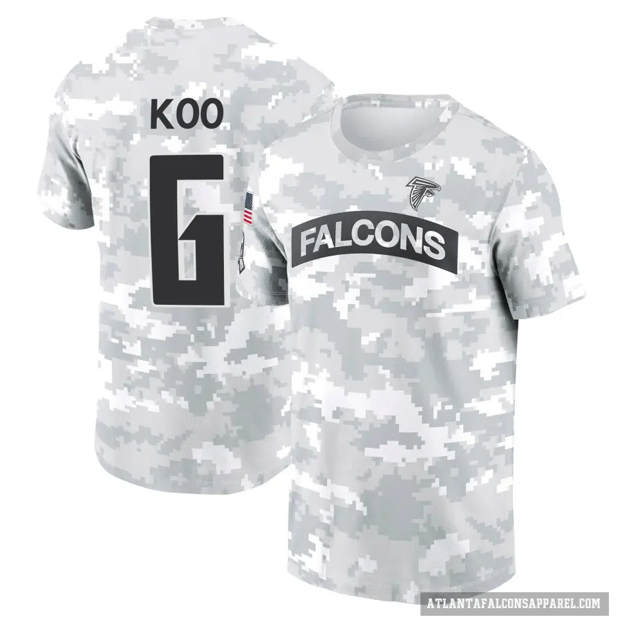 Men's ＃6 Younghoe Koo Atlanta Falcons Camo Arctic 2024 Salute to Service Performance T-Shirt