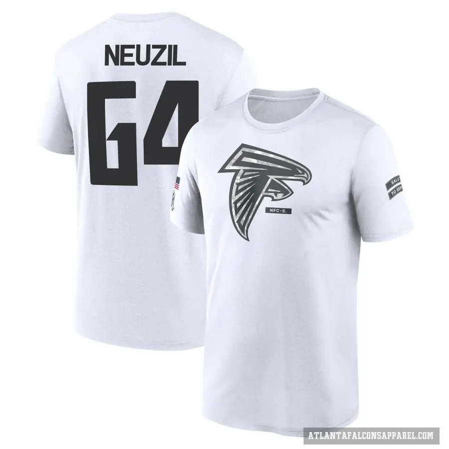 Men's ＃64 Ryan Neuzil Atlanta Falcons White 2024 Salute to Service Performance T-Shirt