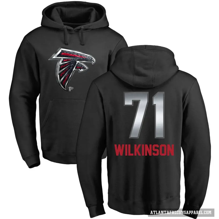 Men's ＃71 Elijah Wilkinson Atlanta Falcons Black Midnight Mascot Pullover Hoodie