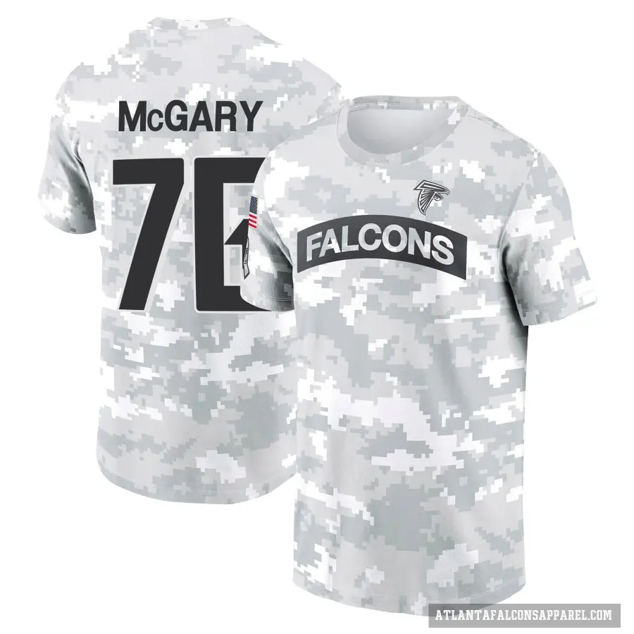 Men's ＃76 Kaleb McGary Atlanta Falcons Camo Arctic 2024 Salute to Service Performance T-Shirt