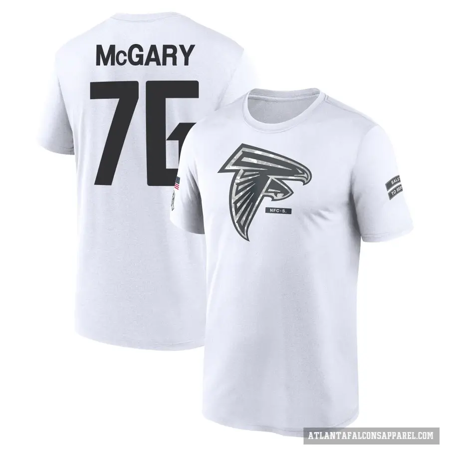 Men's ＃76 Kaleb McGary Atlanta Falcons White 2024 Salute to Service Performance T-Shirt