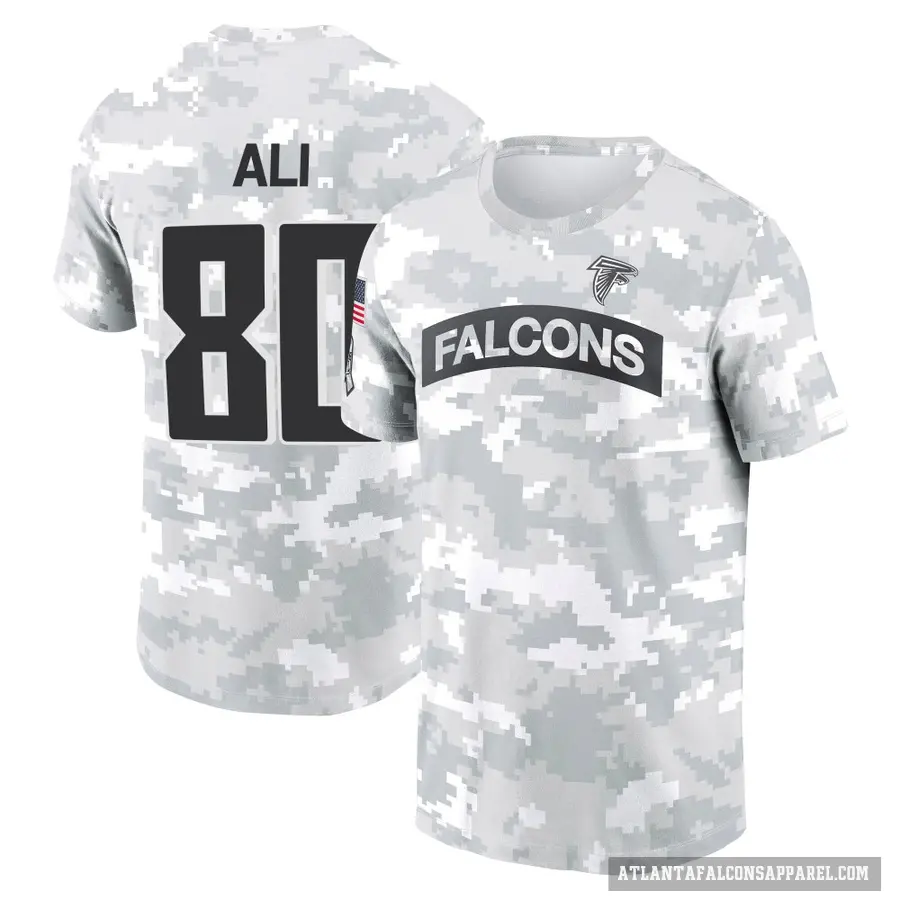Men's ＃80 Josh Ali Atlanta Falcons Camo Arctic 2024 Salute to Service Performance T-Shirt