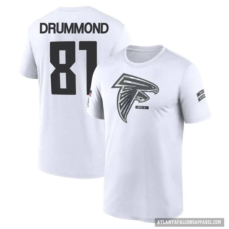 Men's ＃81 Dylan Drummond Atlanta Falcons White 2024 Salute to Service Performance T-Shirt