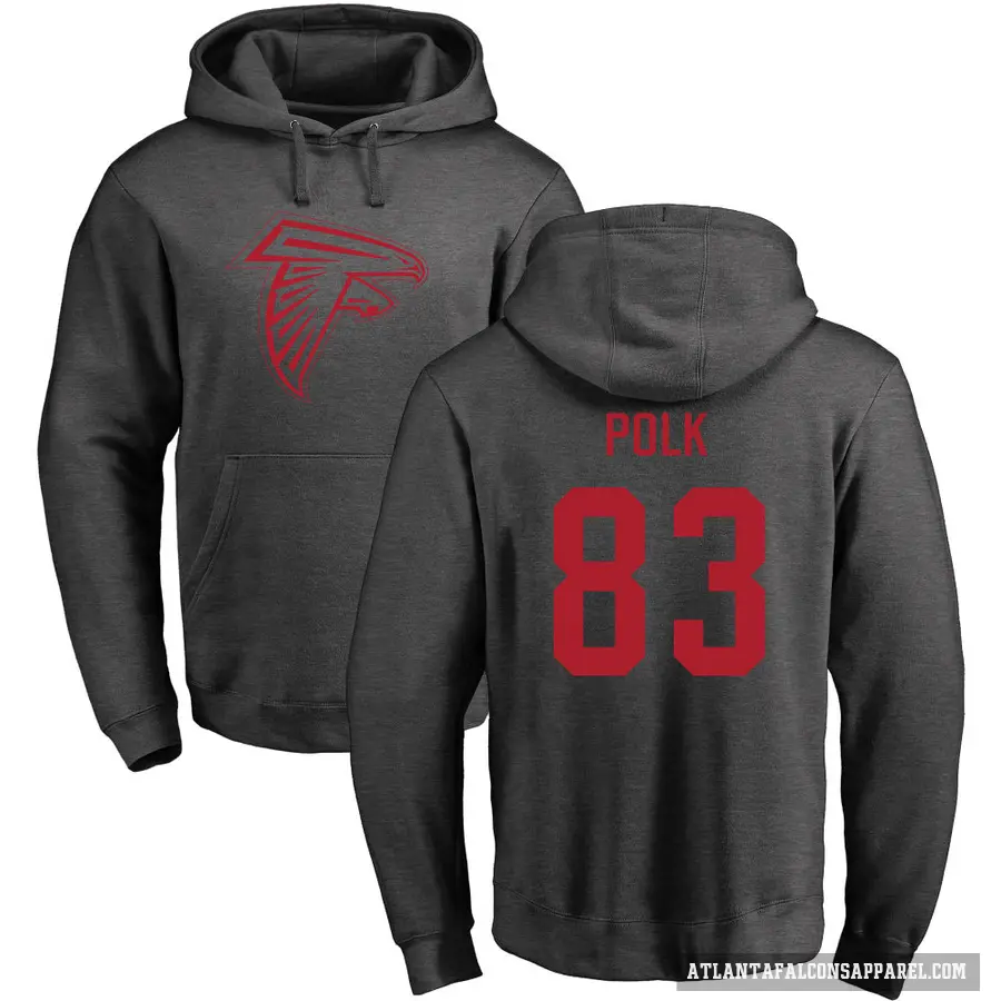 Men's ＃83 Makai Polk Atlanta Falcons Pro Line by Branded Ash One Color Pullover Hoodie