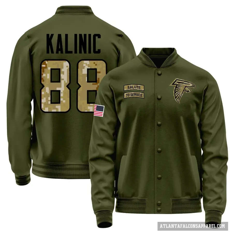 Men's ＃88 Nikola Kalinic Atlanta Falcons Olive Salute to Service Sideline Performance Jacket