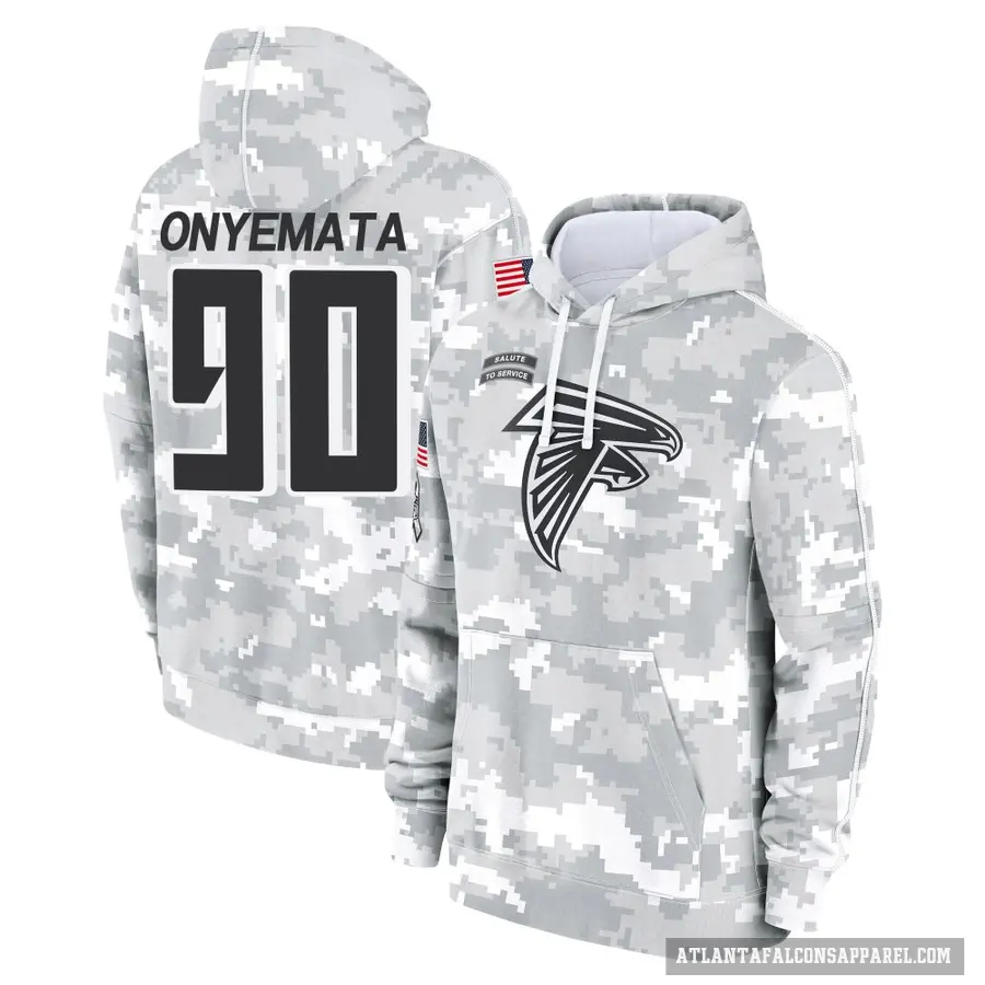 Men's ＃90 David Onyemata Atlanta Falcons Arctic Camo 2024 Salute to Service Club Fleece Pullover Hoodie