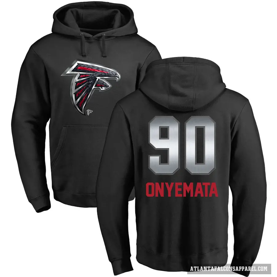 Men's ＃90 David Onyemata Atlanta Falcons Black Midnight Mascot Pullover Hoodie