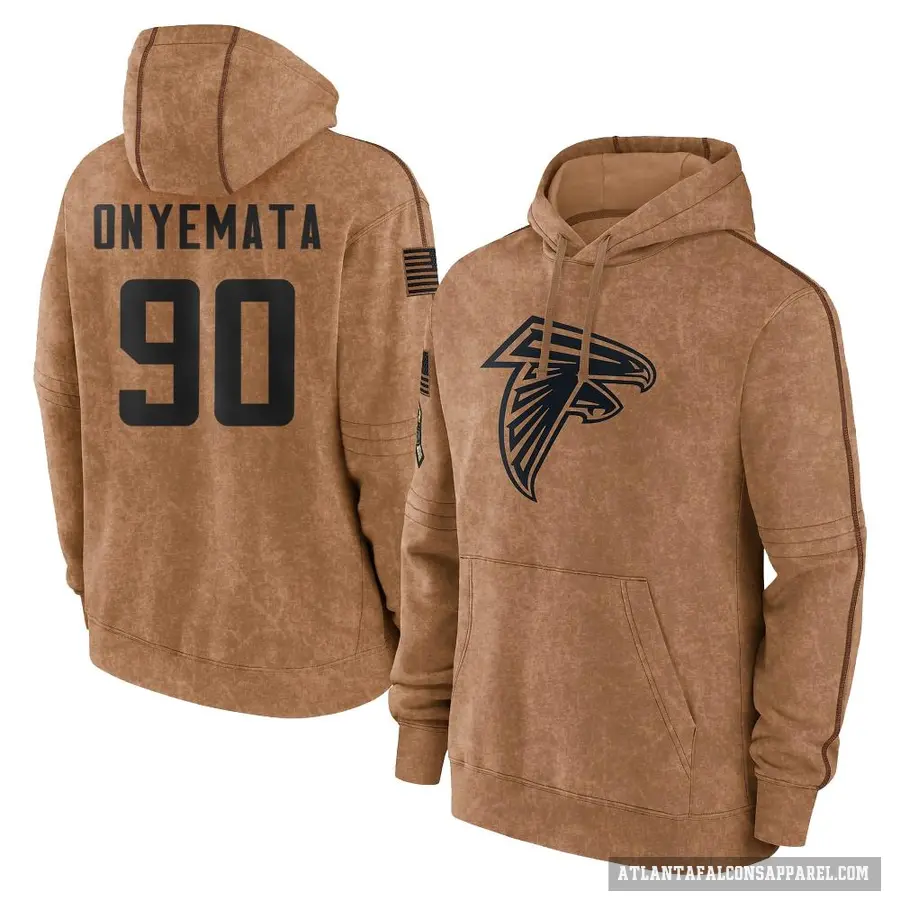 Men's ＃90 David Onyemata Atlanta Falcons Brown 2023 Salute To Service Club Pullover Hoodie