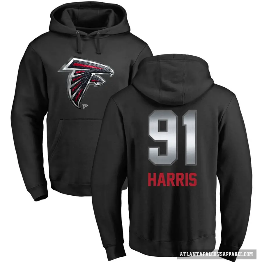 Men's ＃91 Demone Harris Atlanta Falcons Black Midnight Mascot Pullover Hoodie