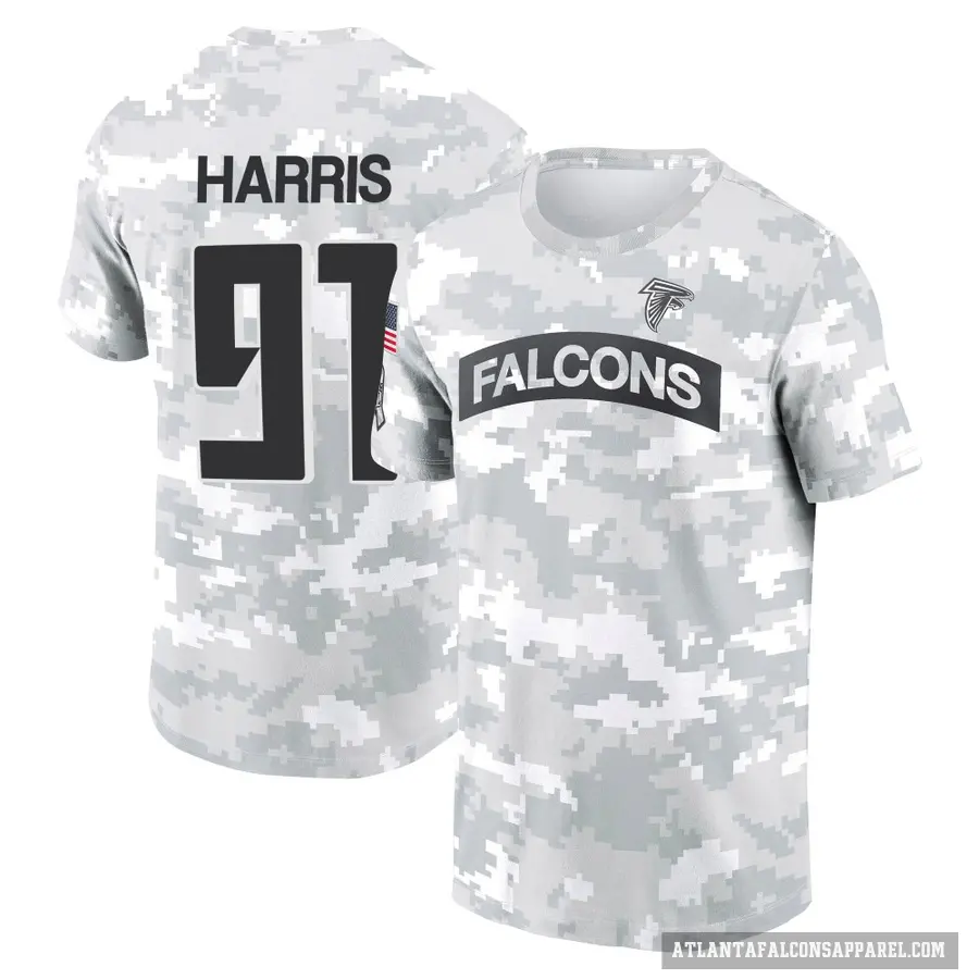 Men's ＃91 Demone Harris Atlanta Falcons Camo Arctic 2024 Salute to Service Performance T-Shirt