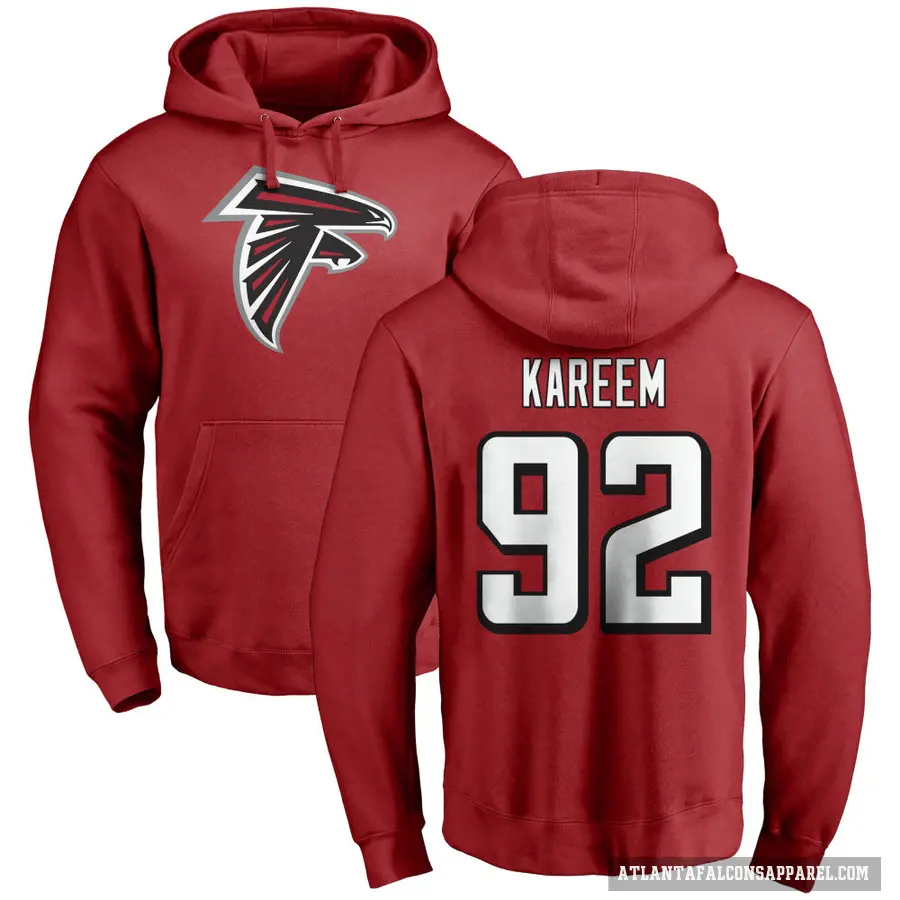 Men's ＃92 Khalid Kareem Atlanta Falcons Red Pro Line Name & Number Logo Pullover Hoodie