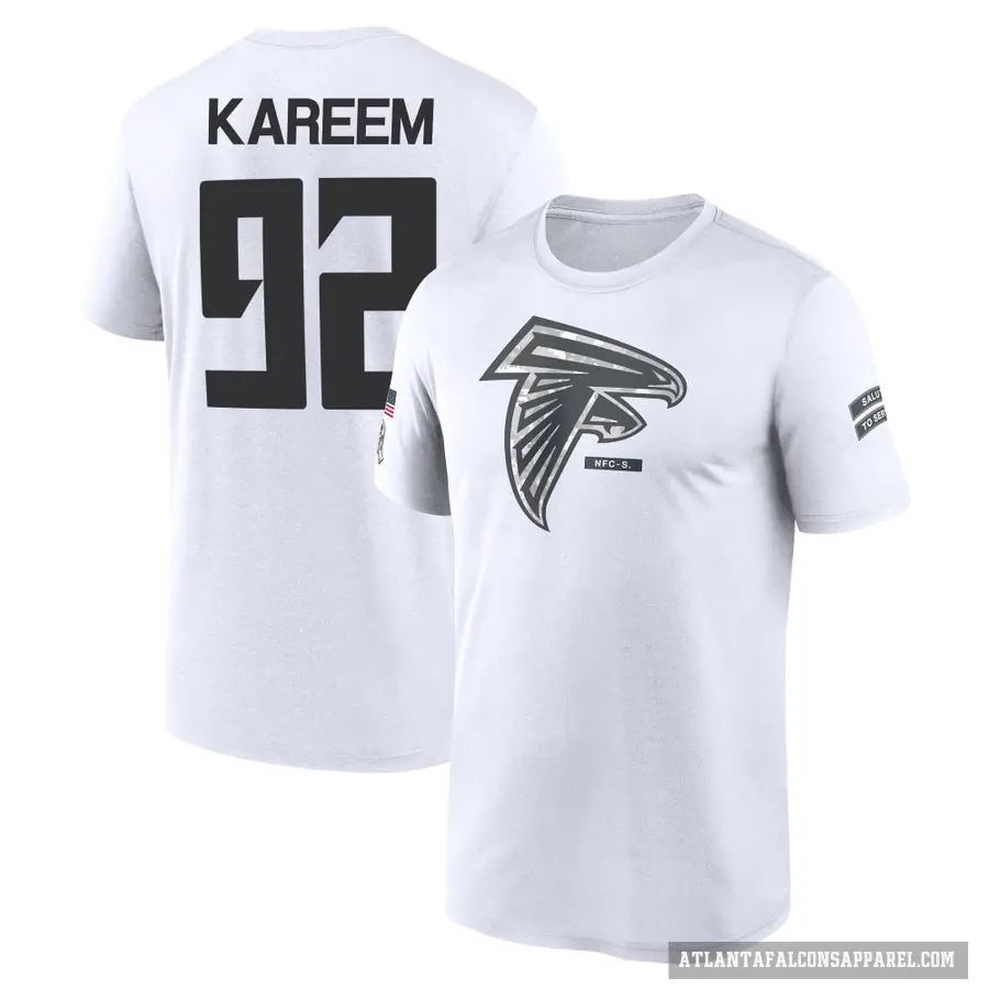 Men's ＃92 Khalid Kareem Atlanta Falcons White 2024 Salute to Service Performance T-Shirt
