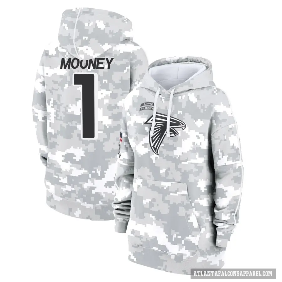 Women's ＃1 Darnell Mooney Atlanta Falcons Arctic Camo 2024 Salute to Service Club Fleece Pullover Hoodie