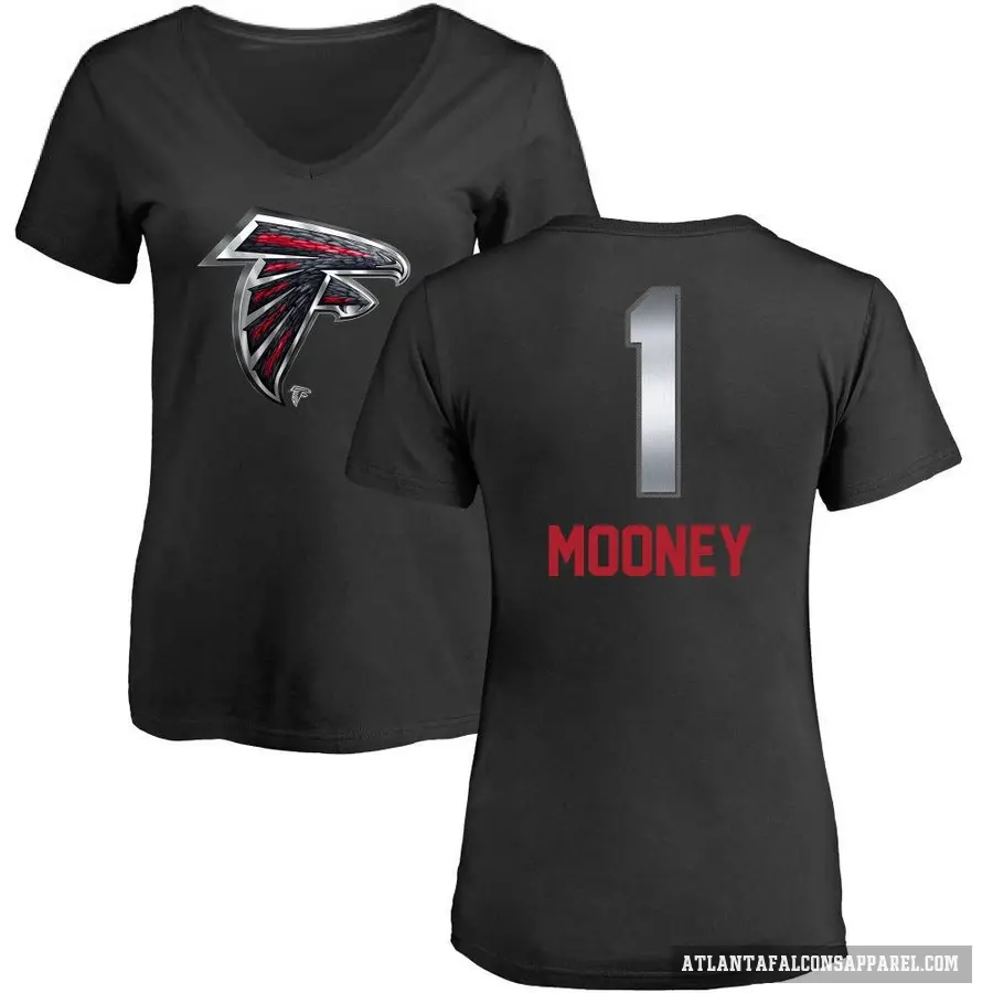 Women's ＃1 Darnell Mooney Atlanta Falcons Black Midnight Mascot T-Shirt