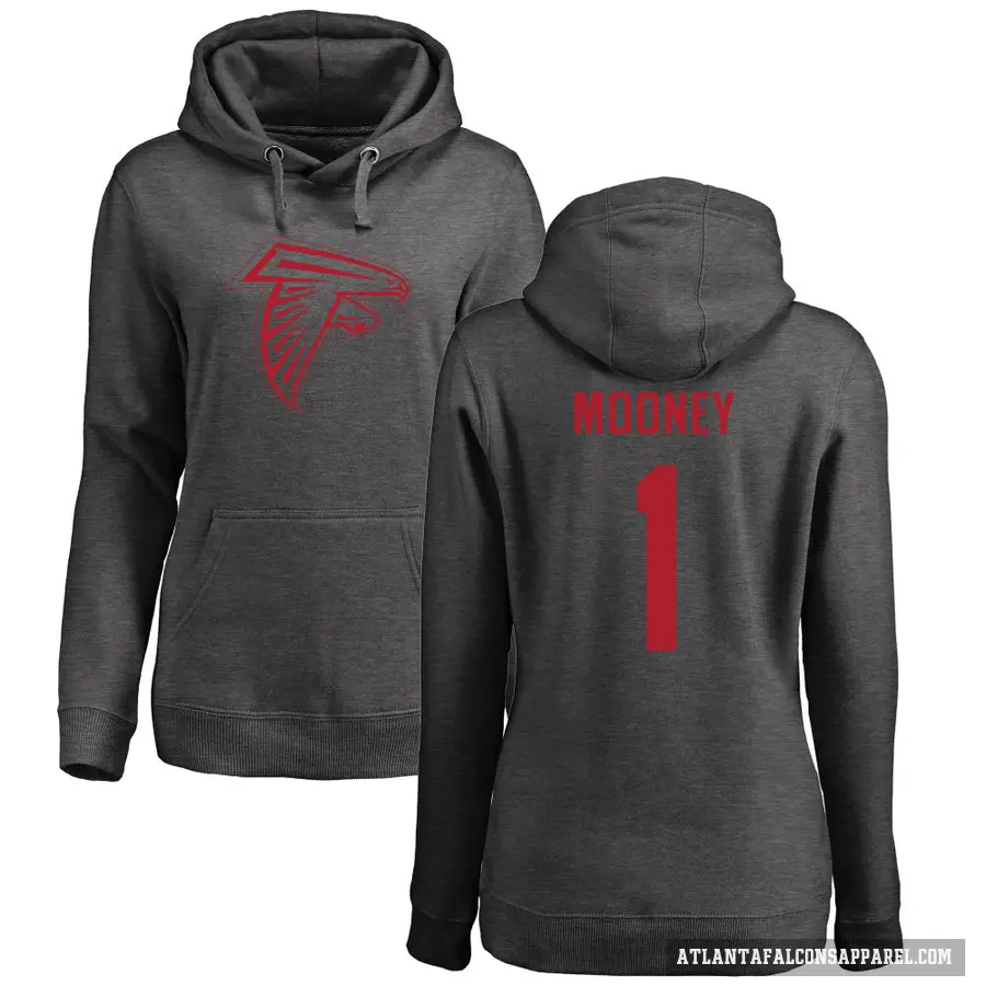 Women's ＃1 Darnell Mooney Atlanta Falcons Pro Line by Branded Ash One Color Pullover Hoodie