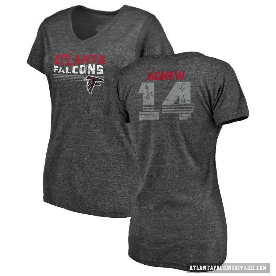Women's ＃14 Jamal Agnew Atlanta Falcons Black Retro V-Neck T-Shirt