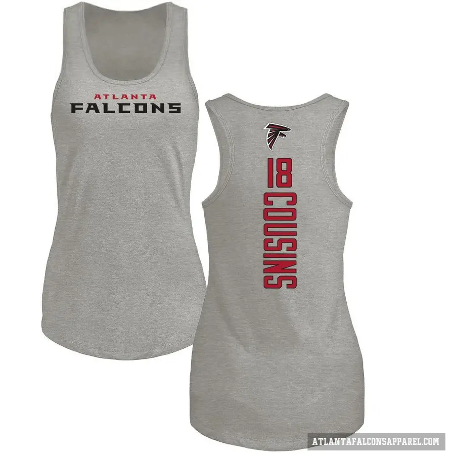 Women's ＃18 Kirk Cousins Atlanta Falcons Ash Backer Tank Top